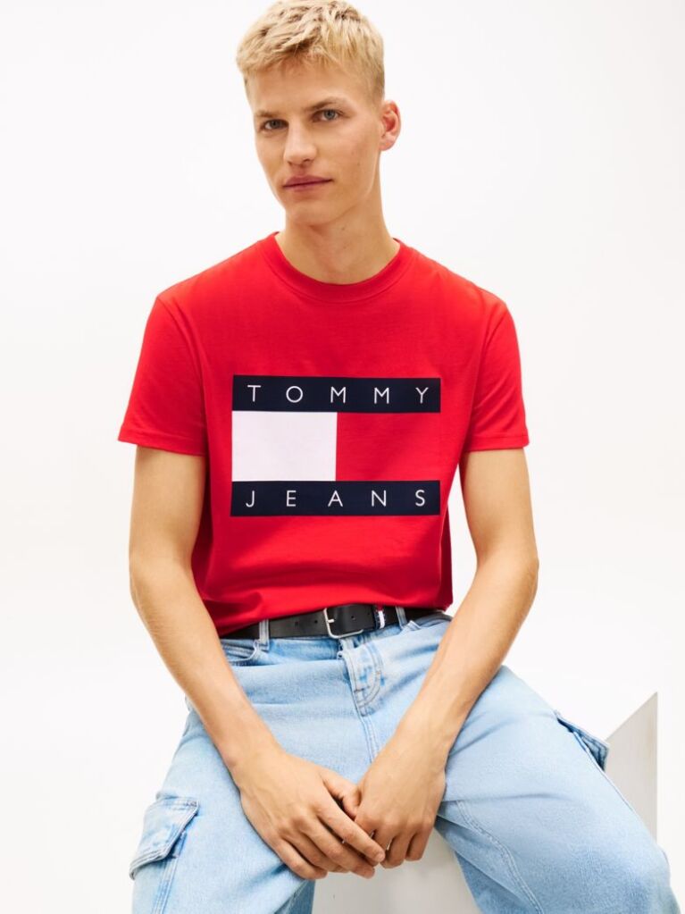 Red Flag Badge Jersey Crew Neck T-Shirt  Men