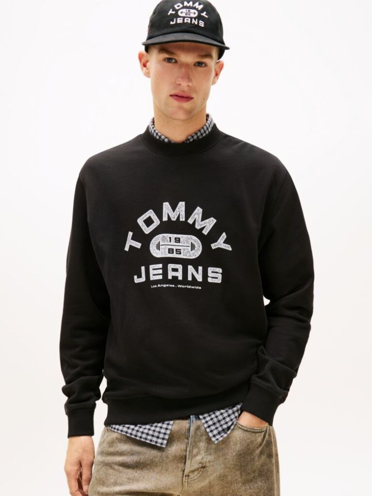 Black Graphic Terry Crew Neck Sweatshirt  Men