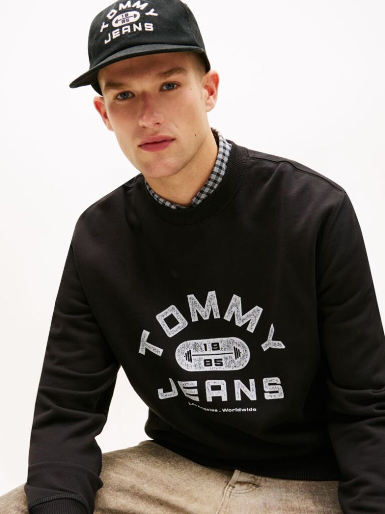 Black Graphic Terry Crew Neck Sweatshirt  Men