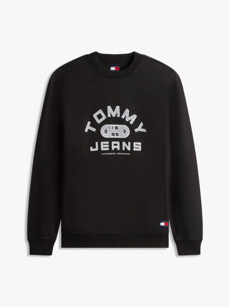 Black Graphic Terry Crew Neck Sweatshirt  Men