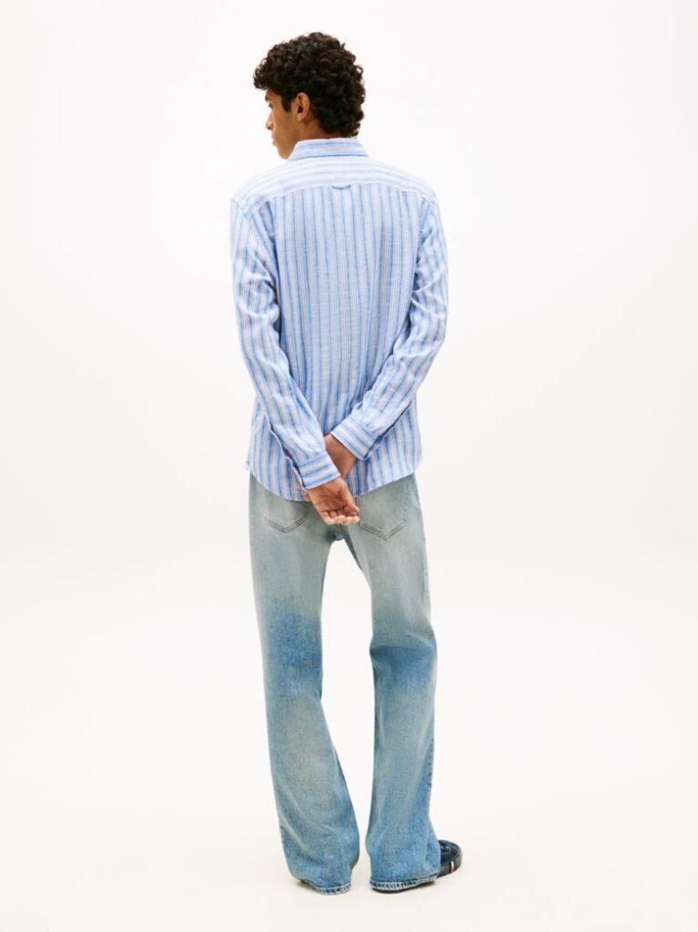 Multi Regular Fit Stripe Linen Blend Shirt  Men