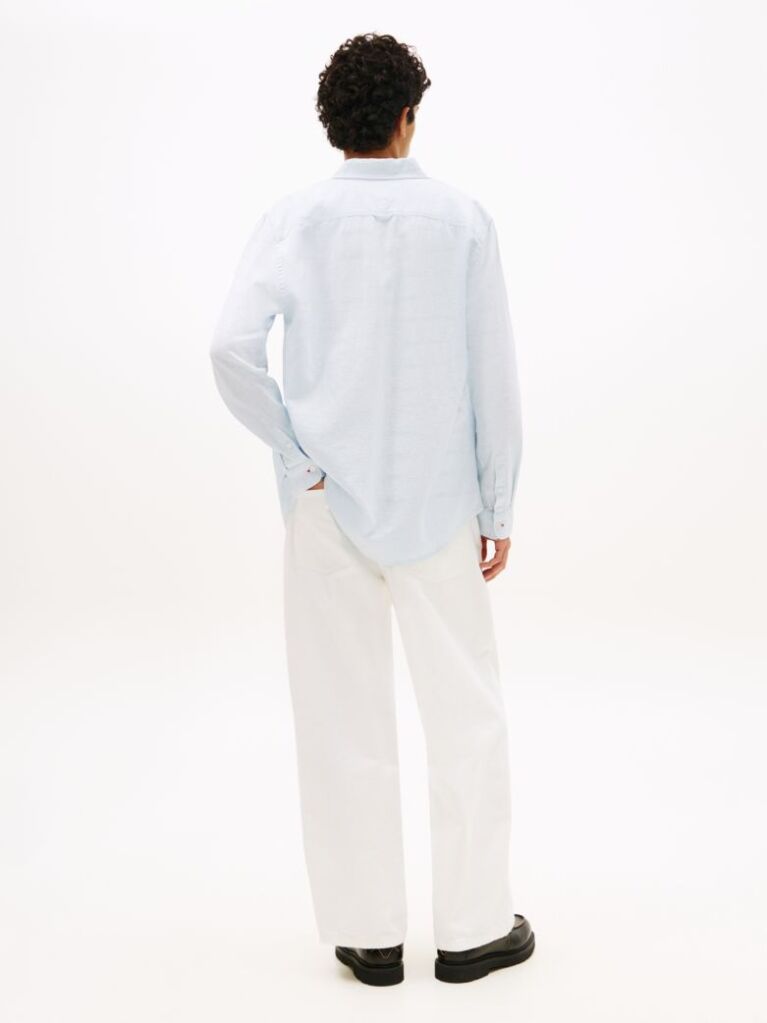 Blue Regular Fit Linen Blend Shirt  Men