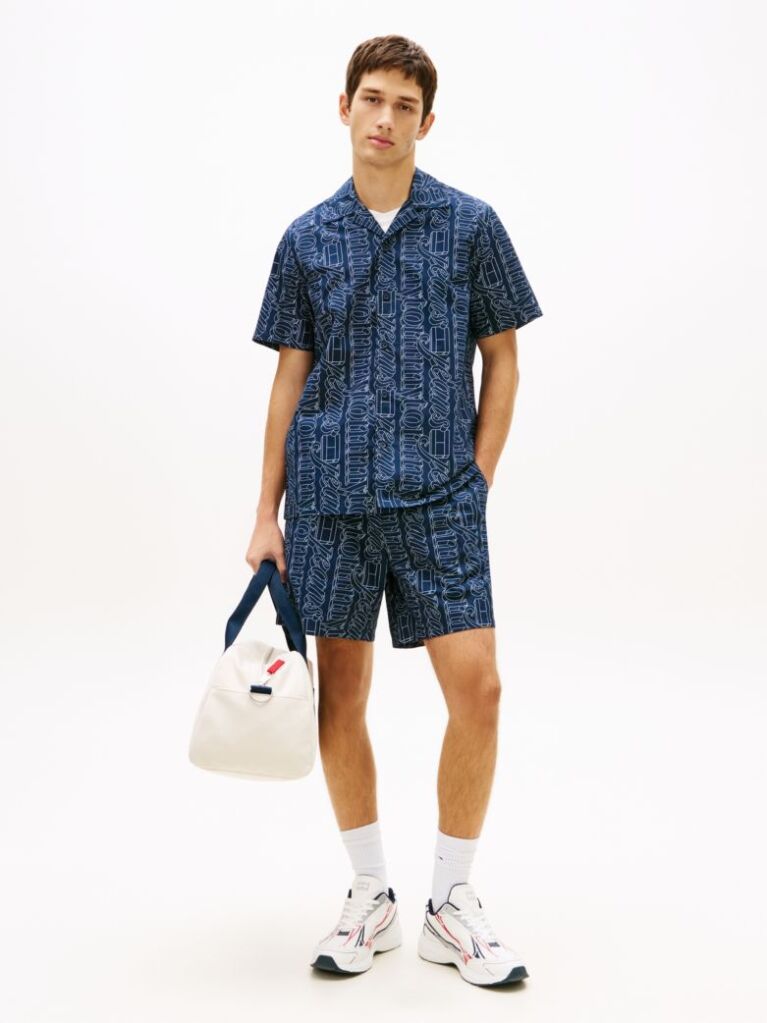 Blue Regular Fit Print Short Sleeve Shirt  Men