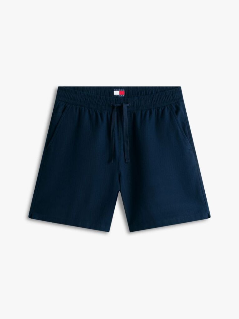 Blue Logo Relaxed Shorts With Linen  Men