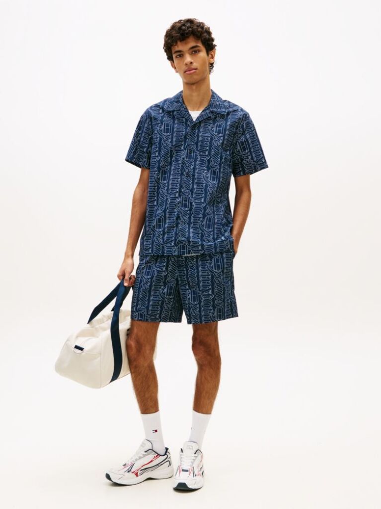 Blue Print Poplin Relaxed Shorts  Men