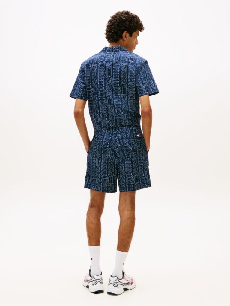 Blue Print Poplin Relaxed Shorts  Men
