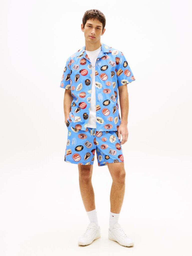 Multi Print Poplin Relaxed Shorts  Men
