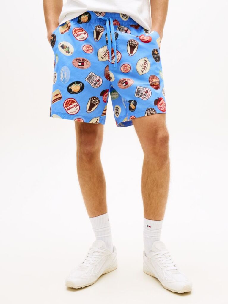 Multi Print Poplin Relaxed Shorts  Men