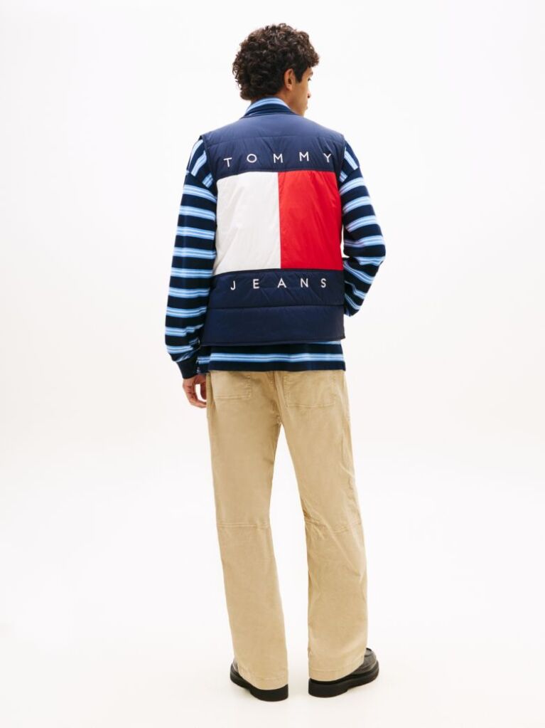 Blue Water Repellent Colour-Blocked Back Logo Gilet  Men