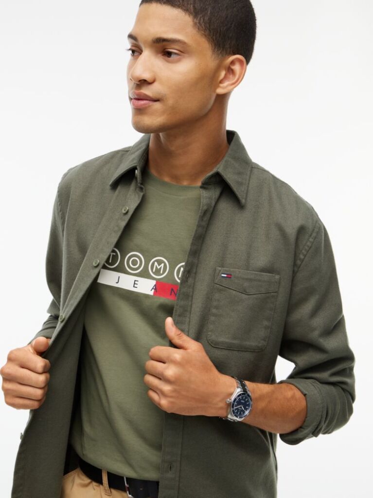 Green Regular Fit Brushed Flannel Shirt  Men