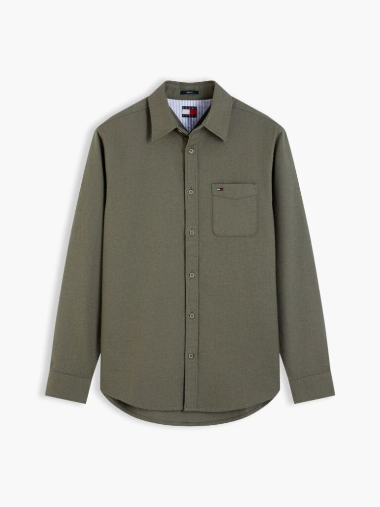 Green Regular Fit Brushed Flannel Shirt  Men