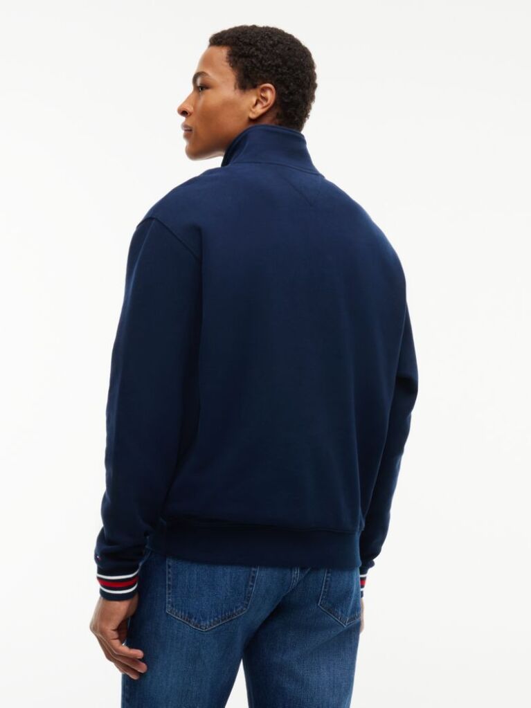 Blue Flag Crest Relaxed Terry Quarter-Zip Jumper  Men