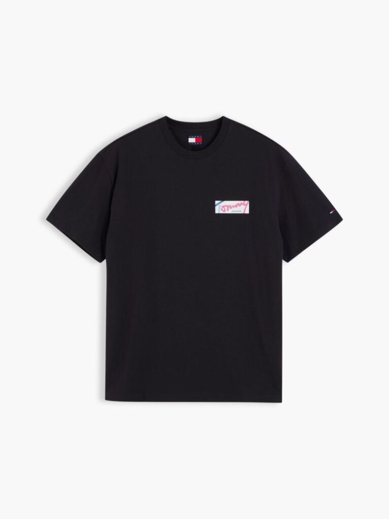 Black Signature Logo Relaxed Jersey T-Shirt  Men