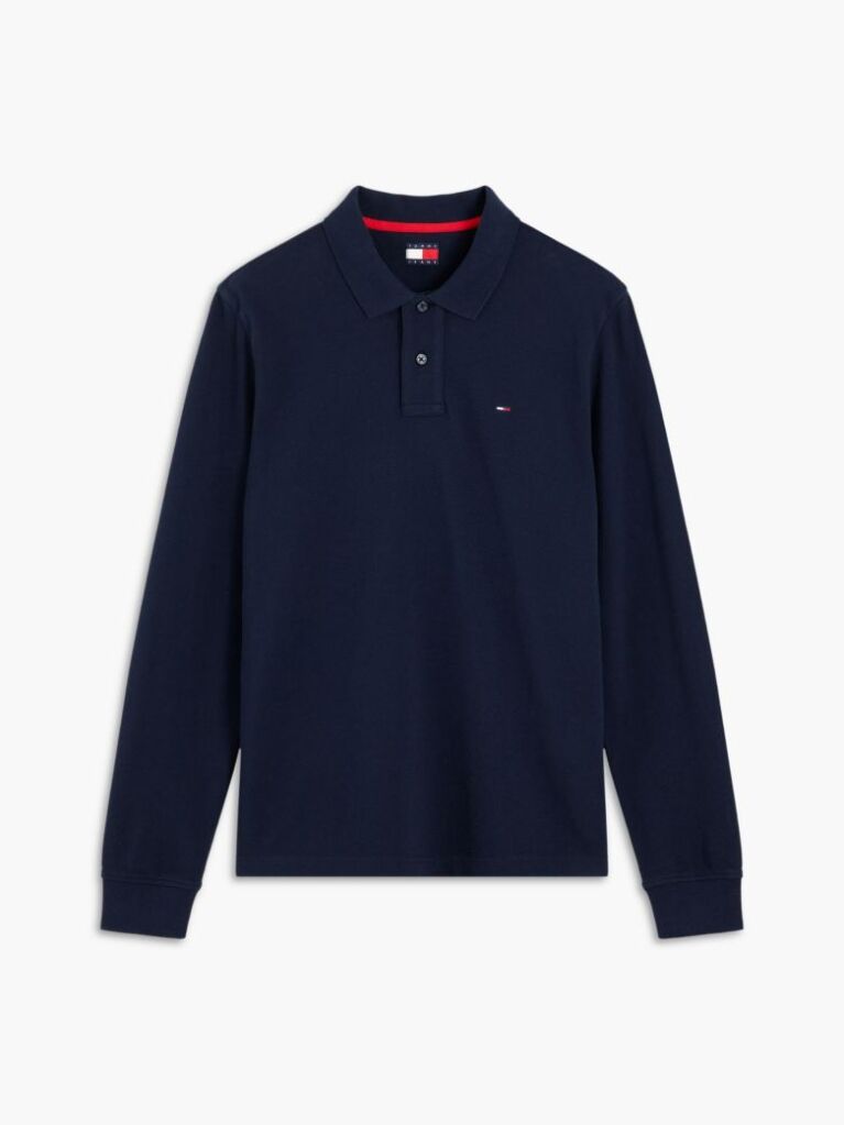 Blue Regular Fit Long Sleeve Polo Shirt  Men
