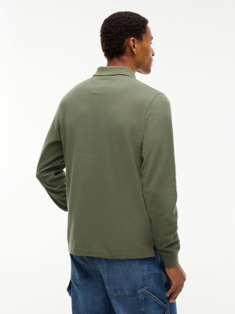 Green Regular Fit Long Sleeve Polo Shirt  Men