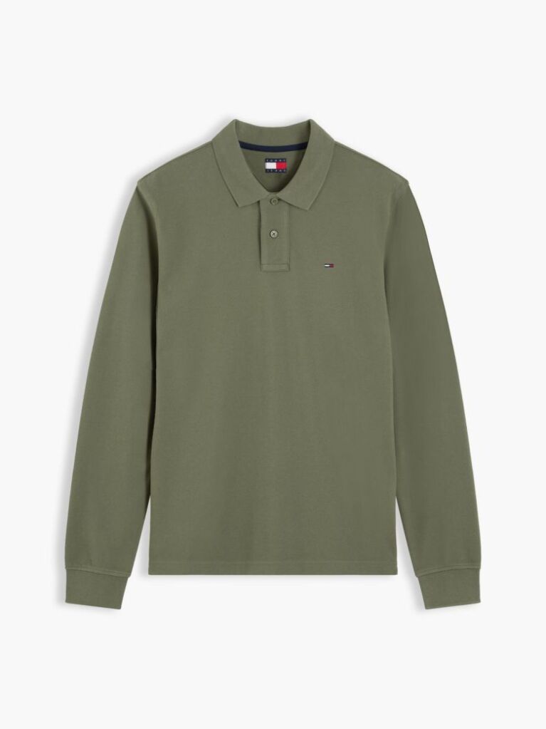 Green Regular Fit Long Sleeve Polo Shirt  Men