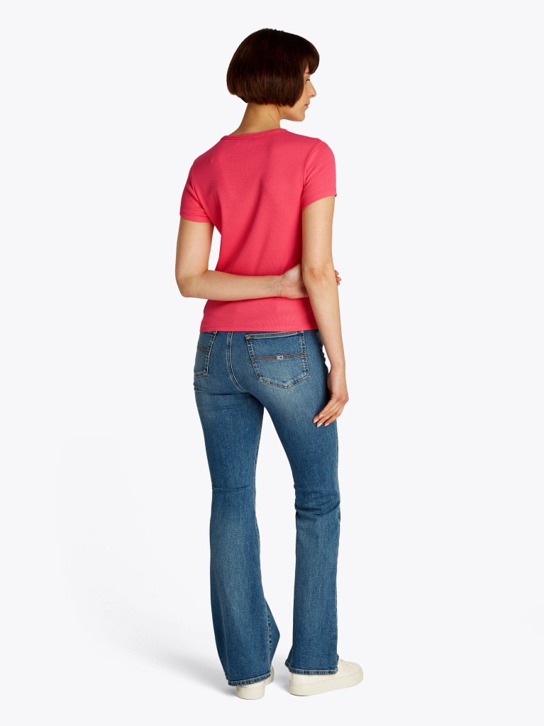 Pink Essential Slim Rib-Knit T-Shirt  Women