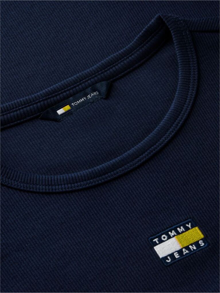 Blue Tommy Badge Ribbed Slim T-Shirt  Women