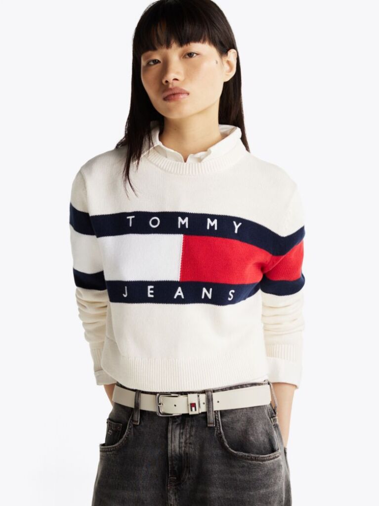 Multi Colour-Blocked Flag Relaxed Jumper  Women