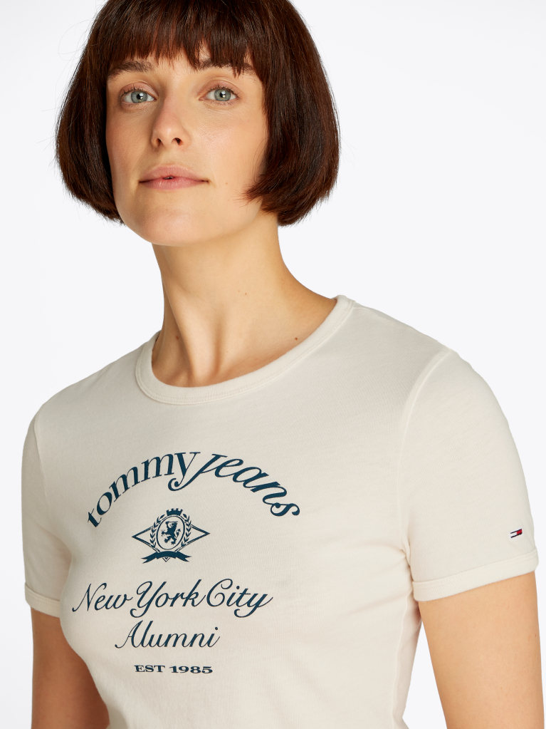 White Slim Fit NYC Logo T- Shirt  Women