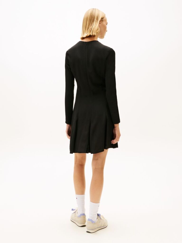 Black Mini Fit & Flare Long Sleeves Dress  Women