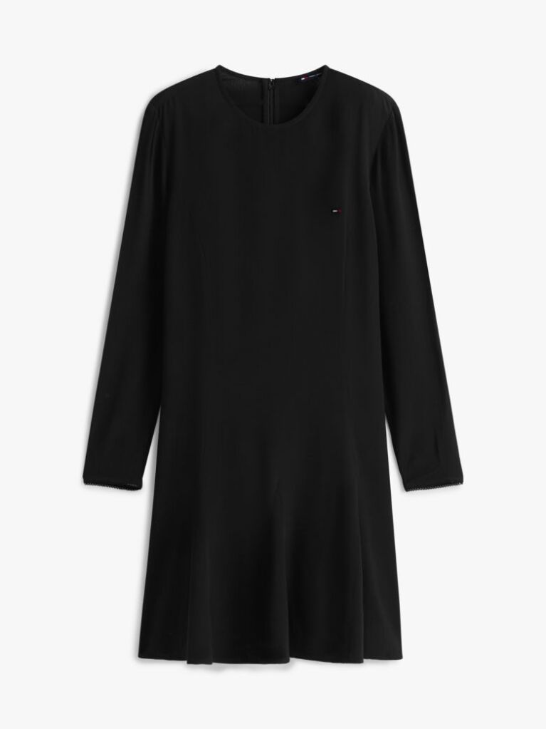 Black Mini Fit & Flare Long Sleeves Dress  Women