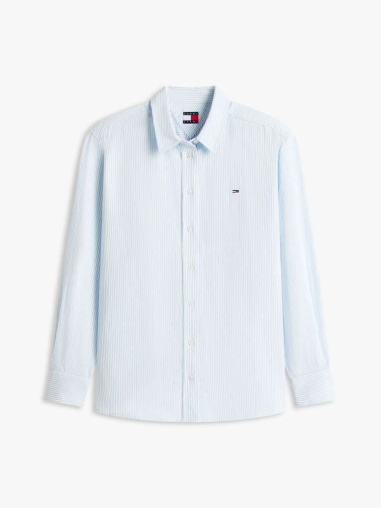 Blue Relaxed Fit Linen Blend Shirt  Women
