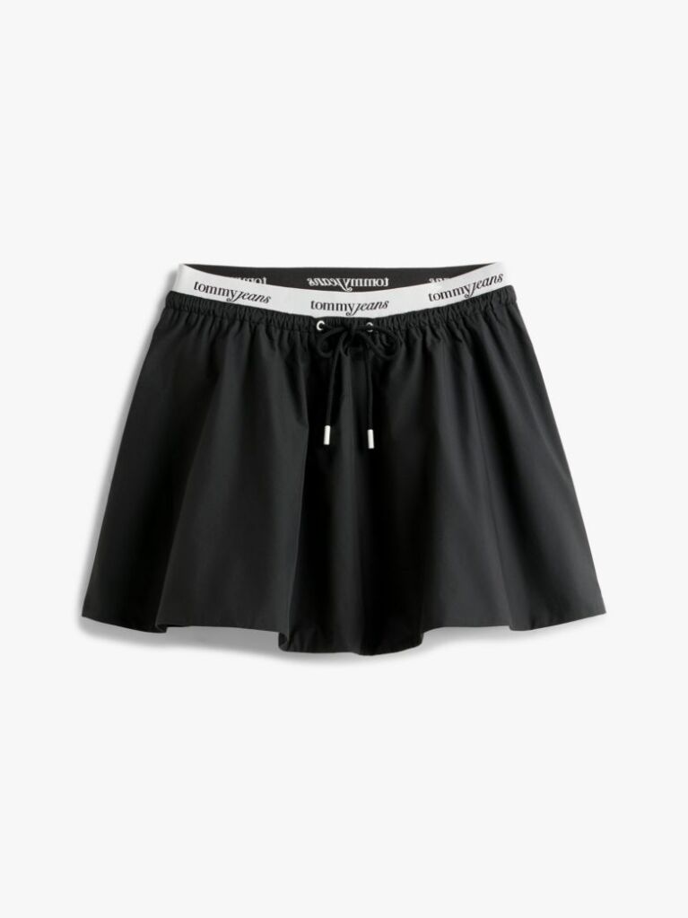 Black Repeat Logo Tape Poplin Mini Skirt  Women