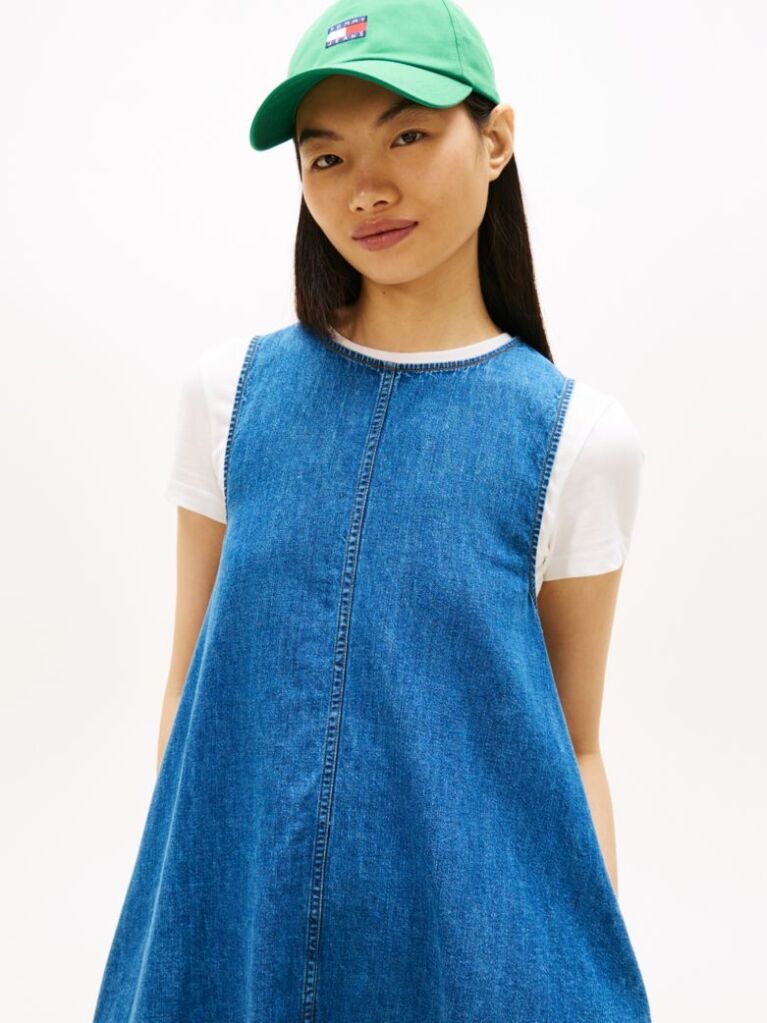 Denim Chambray Sleeveless Mini A-Line Dress  Women