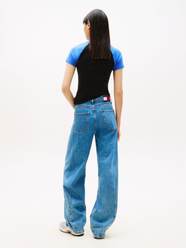 Denim Mid Rise Twist Seam Barrel Leg Jeans  Women