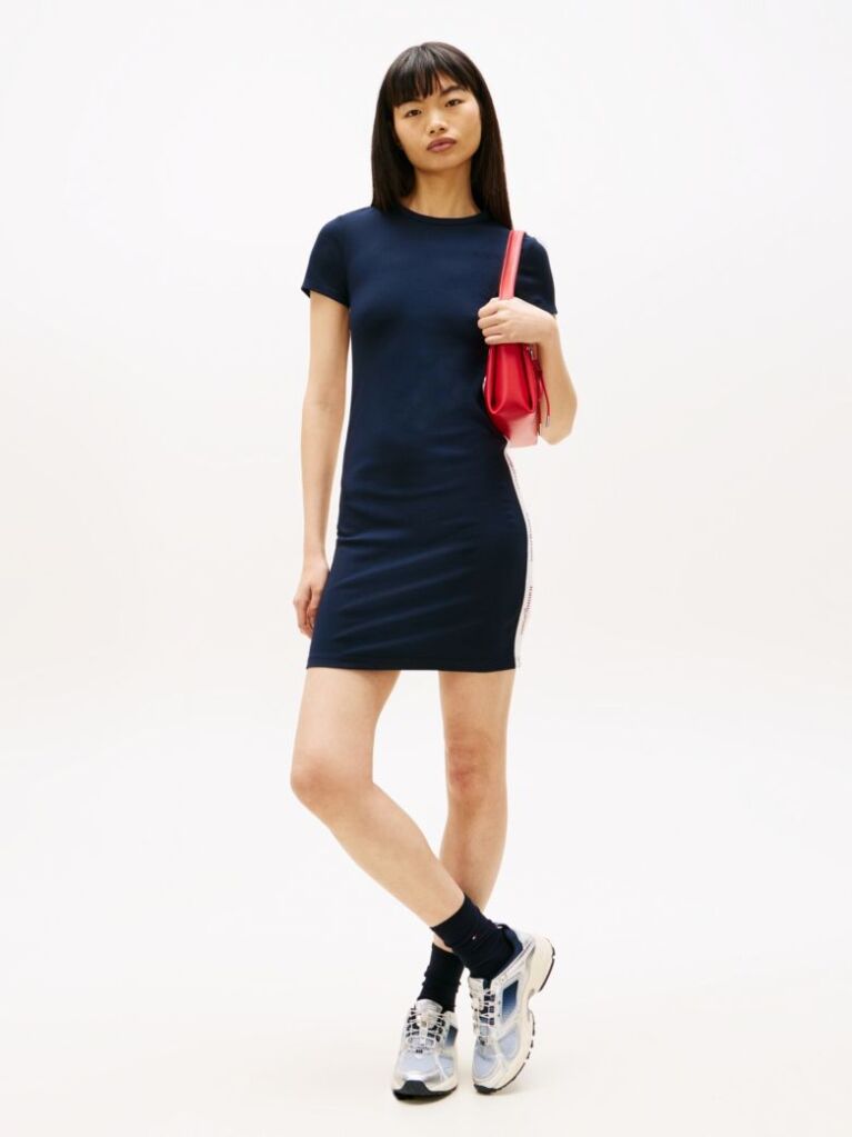 Blue Logo Tape Bodycon Midi Dress  Women