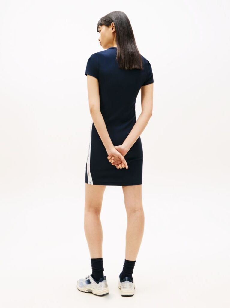 Blue Logo Tape Bodycon Midi Dress  Women