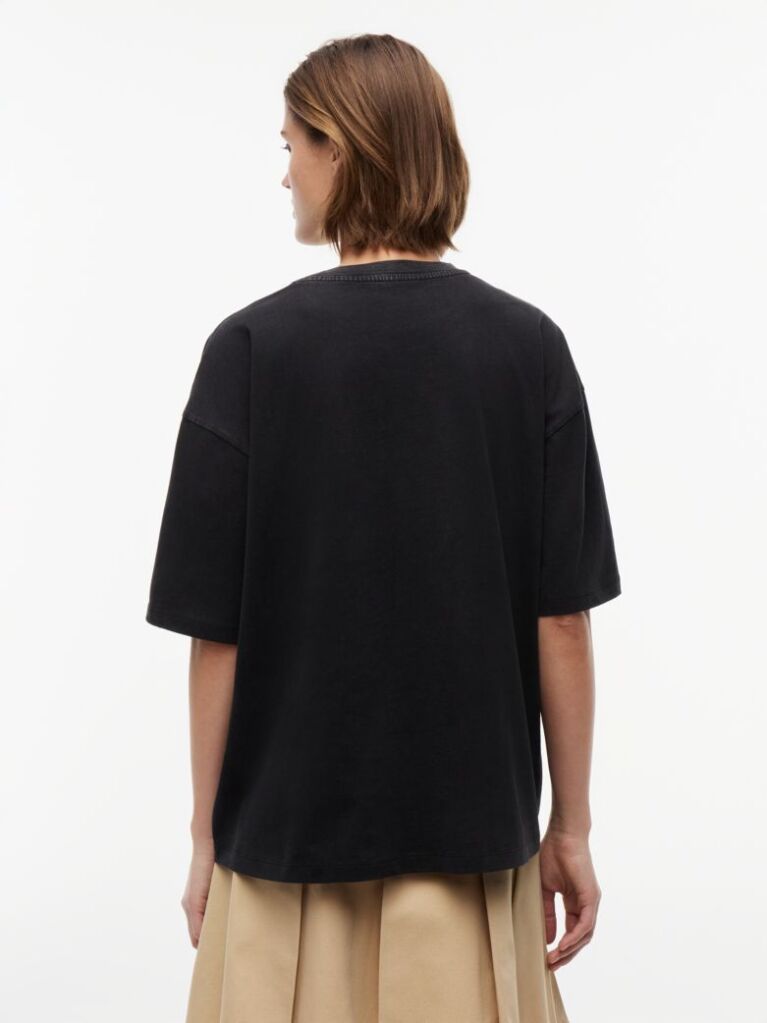 Black Washed Oversized Jersey T-Shirt  Women