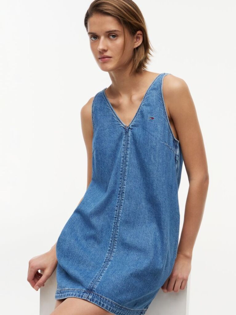 Denim V-Neck Denim Dress  Women