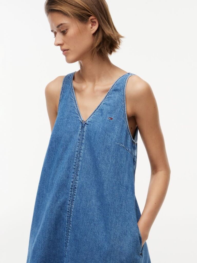 Denim V-Neck Denim Dress  Women