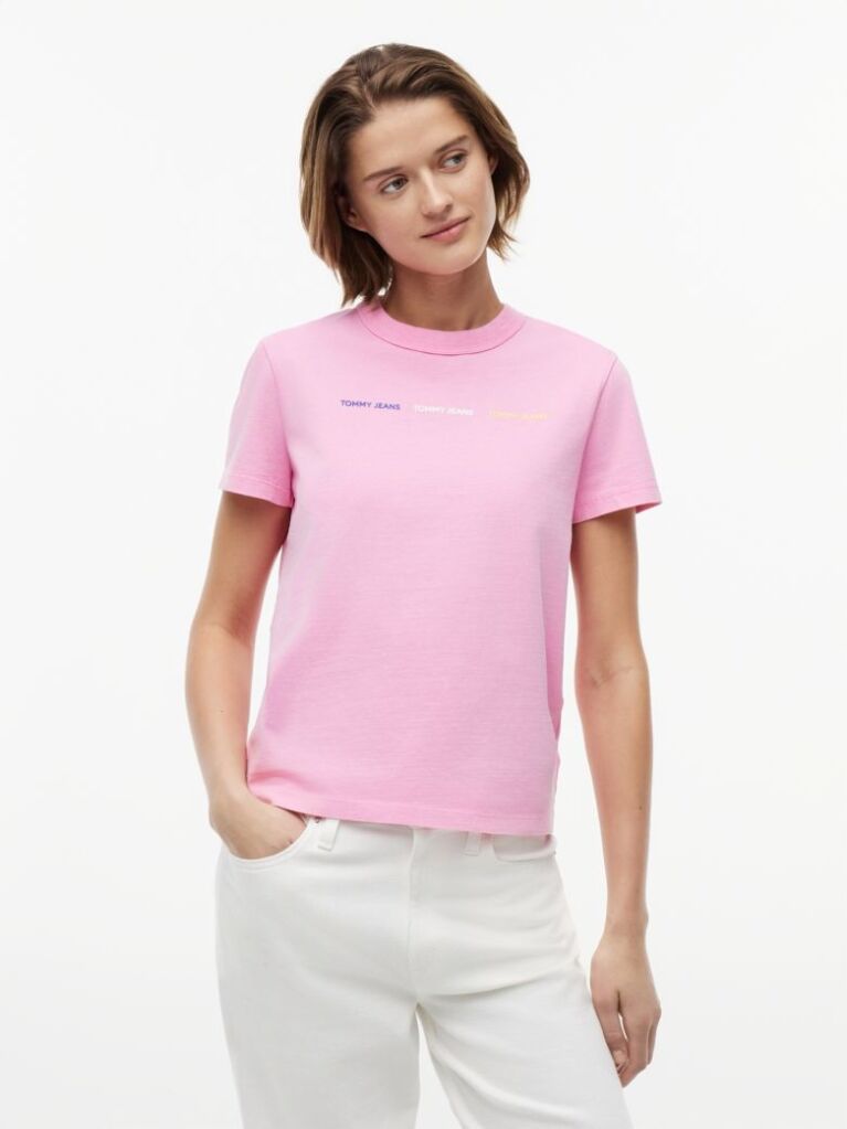 Pink Repeat Logo Washed Jersey T-Shirt  Women