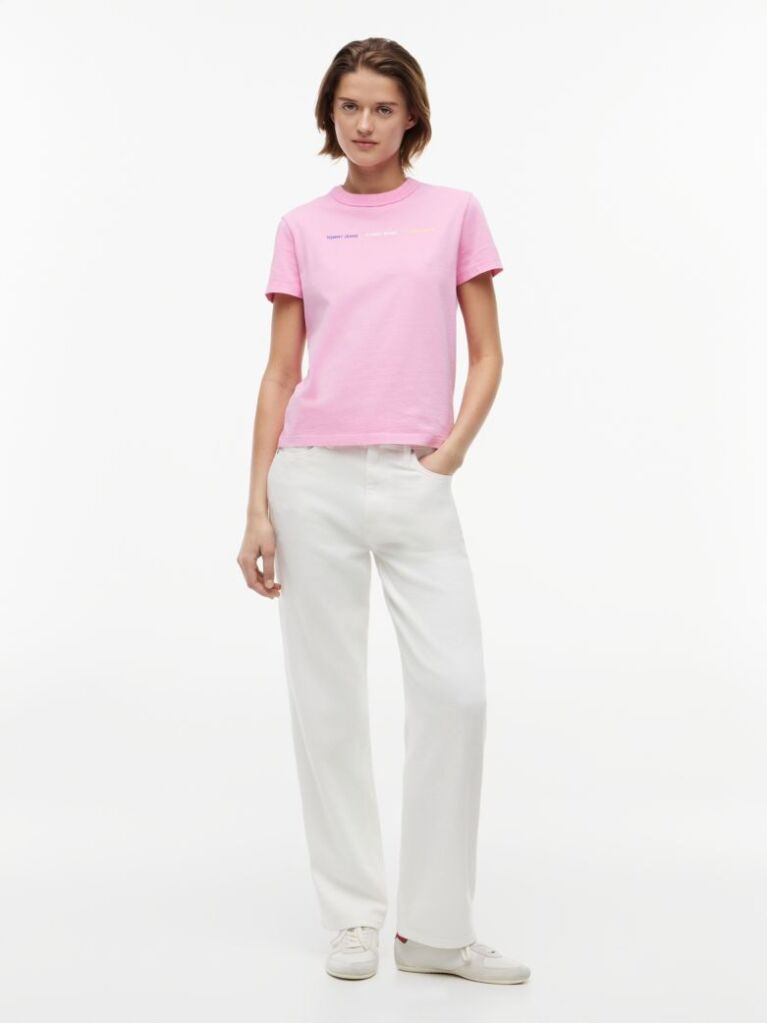Pink Repeat Logo Washed Jersey T-Shirt  Women