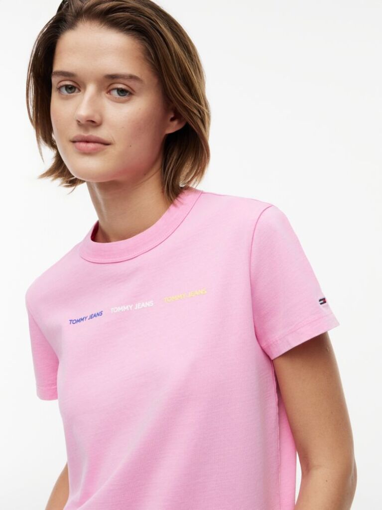 Pink Repeat Logo Washed Jersey T-Shirt  Women