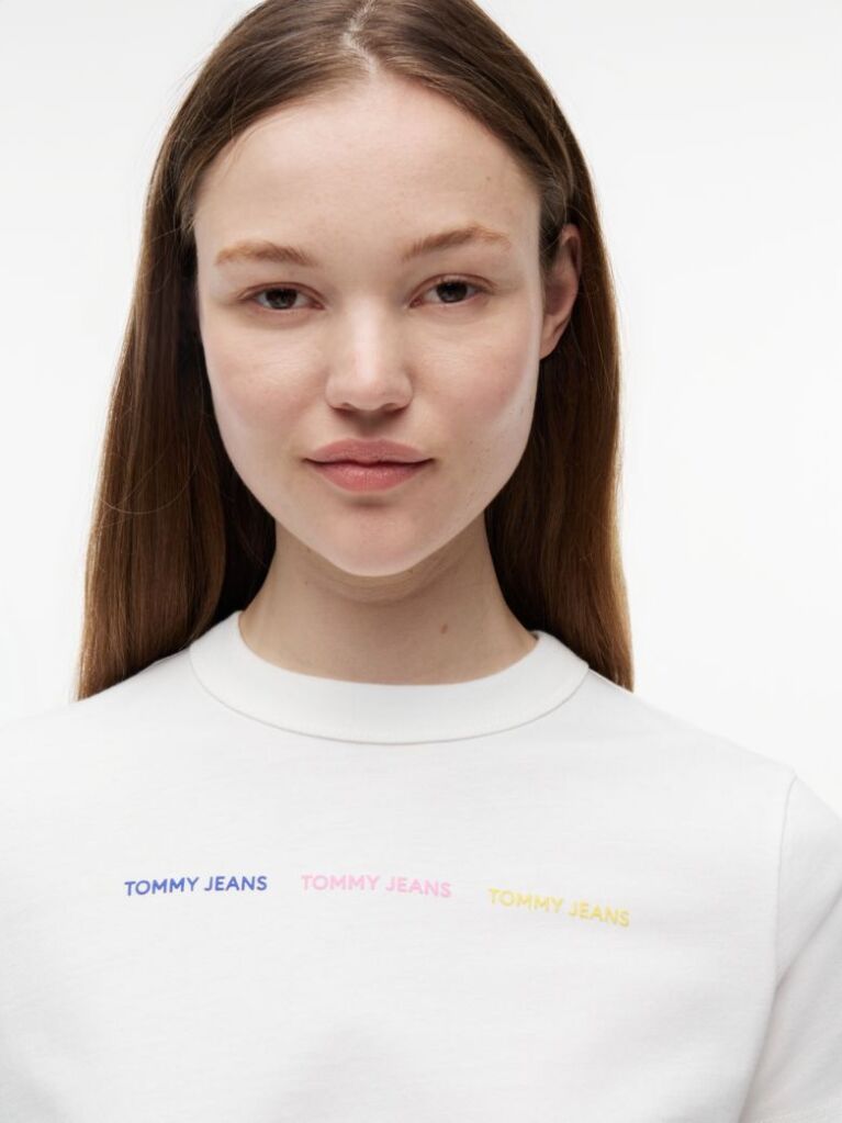 White Repeat Logo Washed Jersey T-Shirt  Women