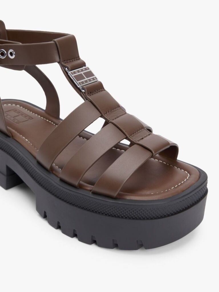 Brown Leather Chunky Cleat Fisherman Sandals  Women