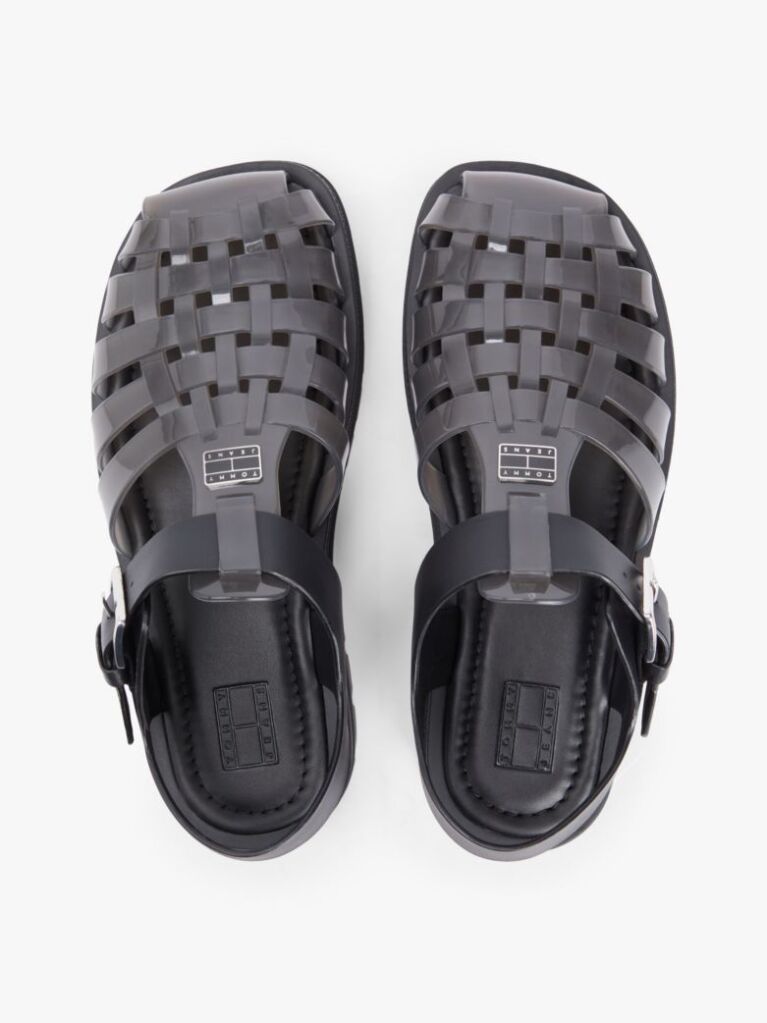 Black Jelly Chunky Cleat Fisherman Sandals  Women