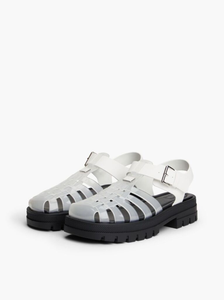 White Jelly Chunky Cleat Fisherman Sandals  Women