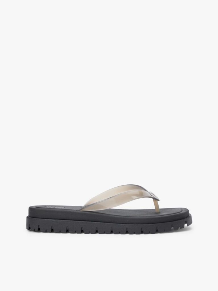 Black Jelly Cleat Wedge Flip-Flops  Women