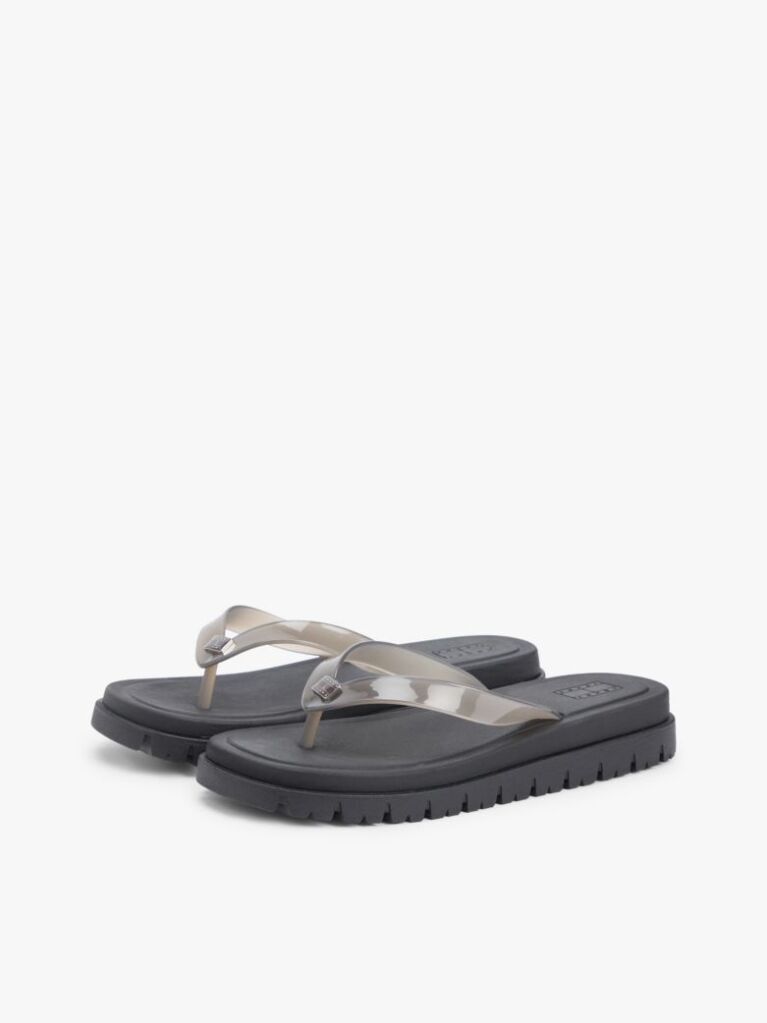 Black Jelly Cleat Wedge Flip-Flops  Women
