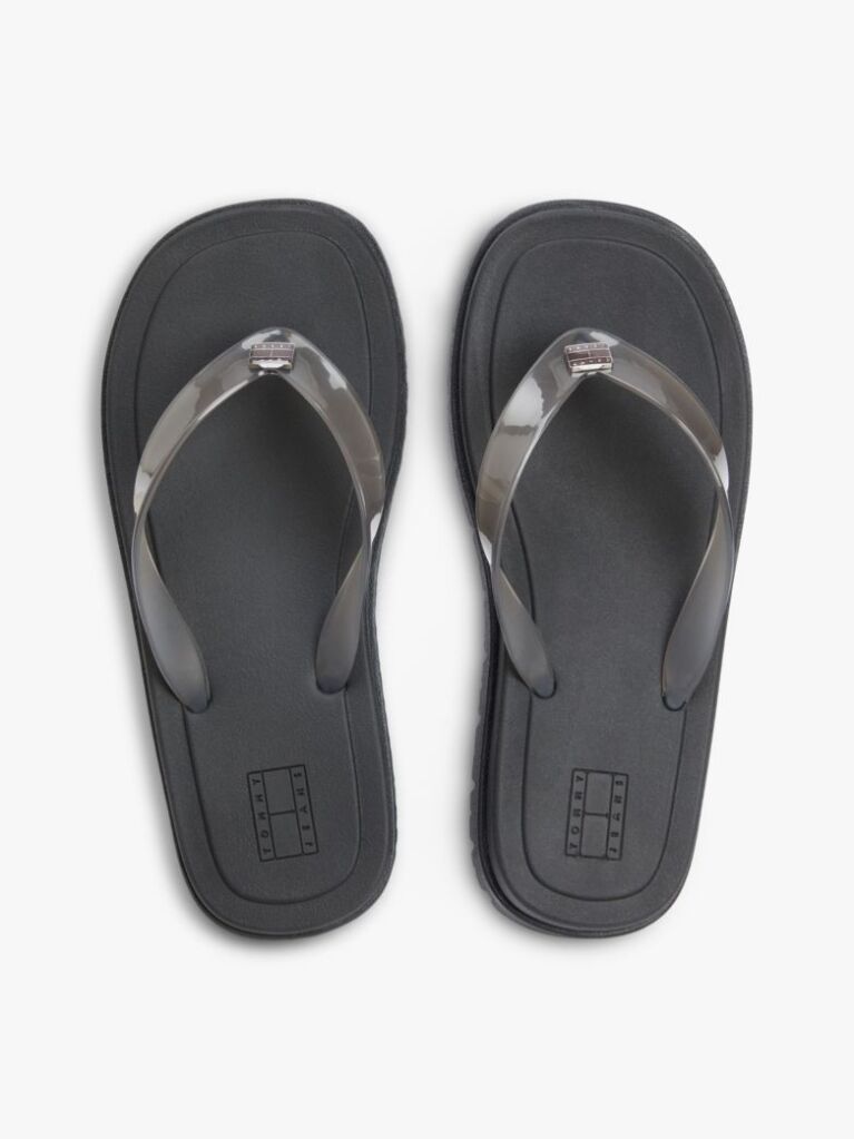 Black Jelly Cleat Wedge Flip-Flops  Women