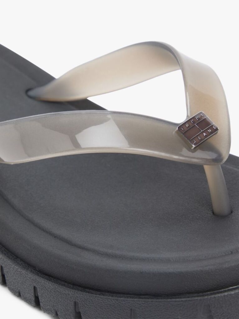 Black Jelly Cleat Wedge Flip-Flops  Women