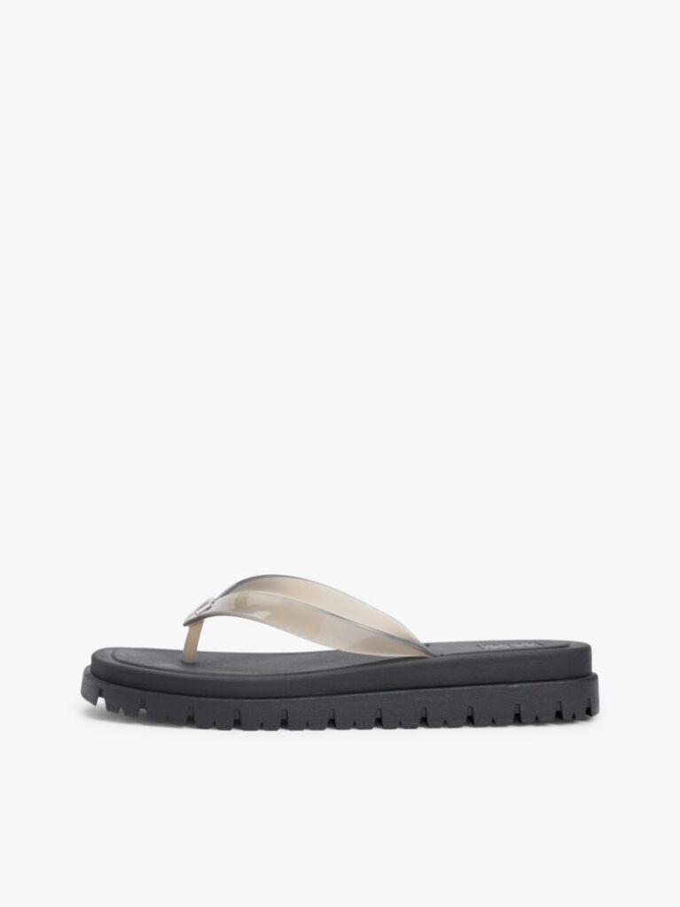 Black Jelly Cleat Wedge Flip-Flops  Women