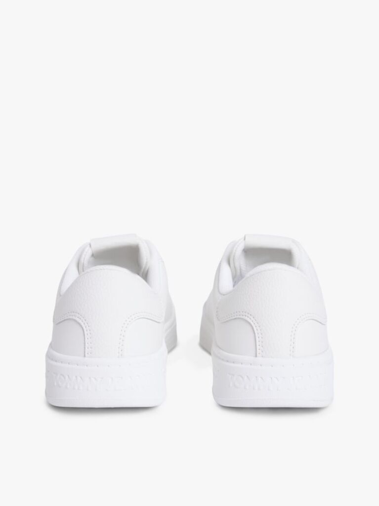 White Debossed Logo Cupsole Trainers With Leather  Women
