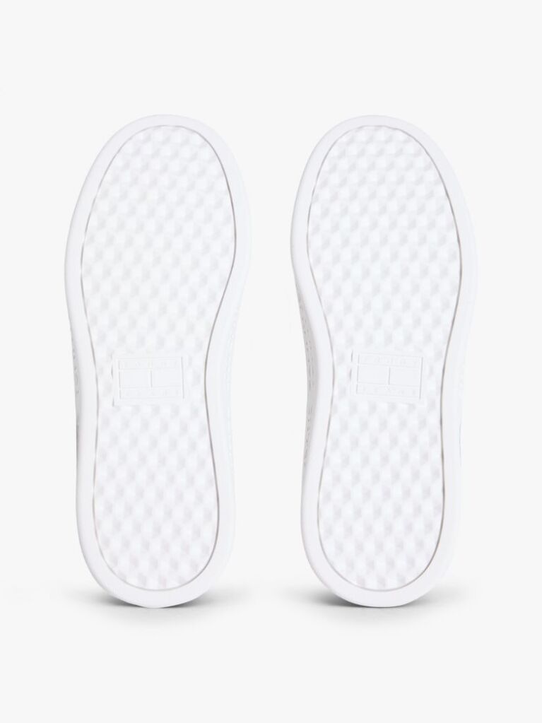 White Debossed Logo Cupsole Trainers With Leather  Women