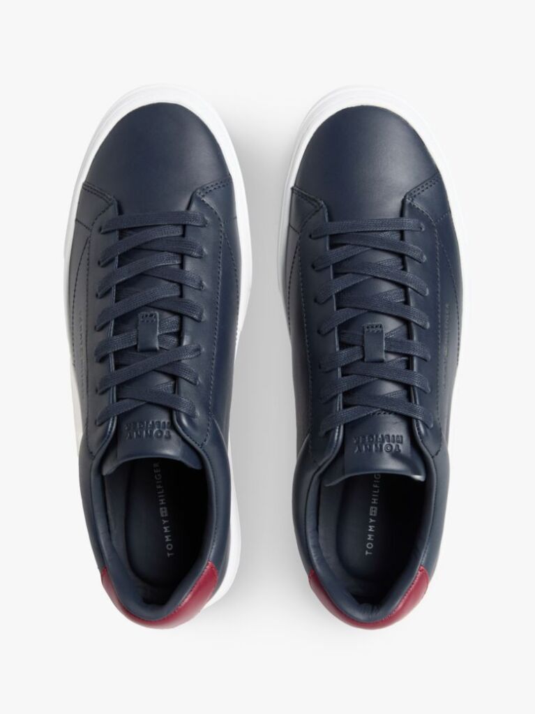 Blue Leather Cupsole Trainers  Men